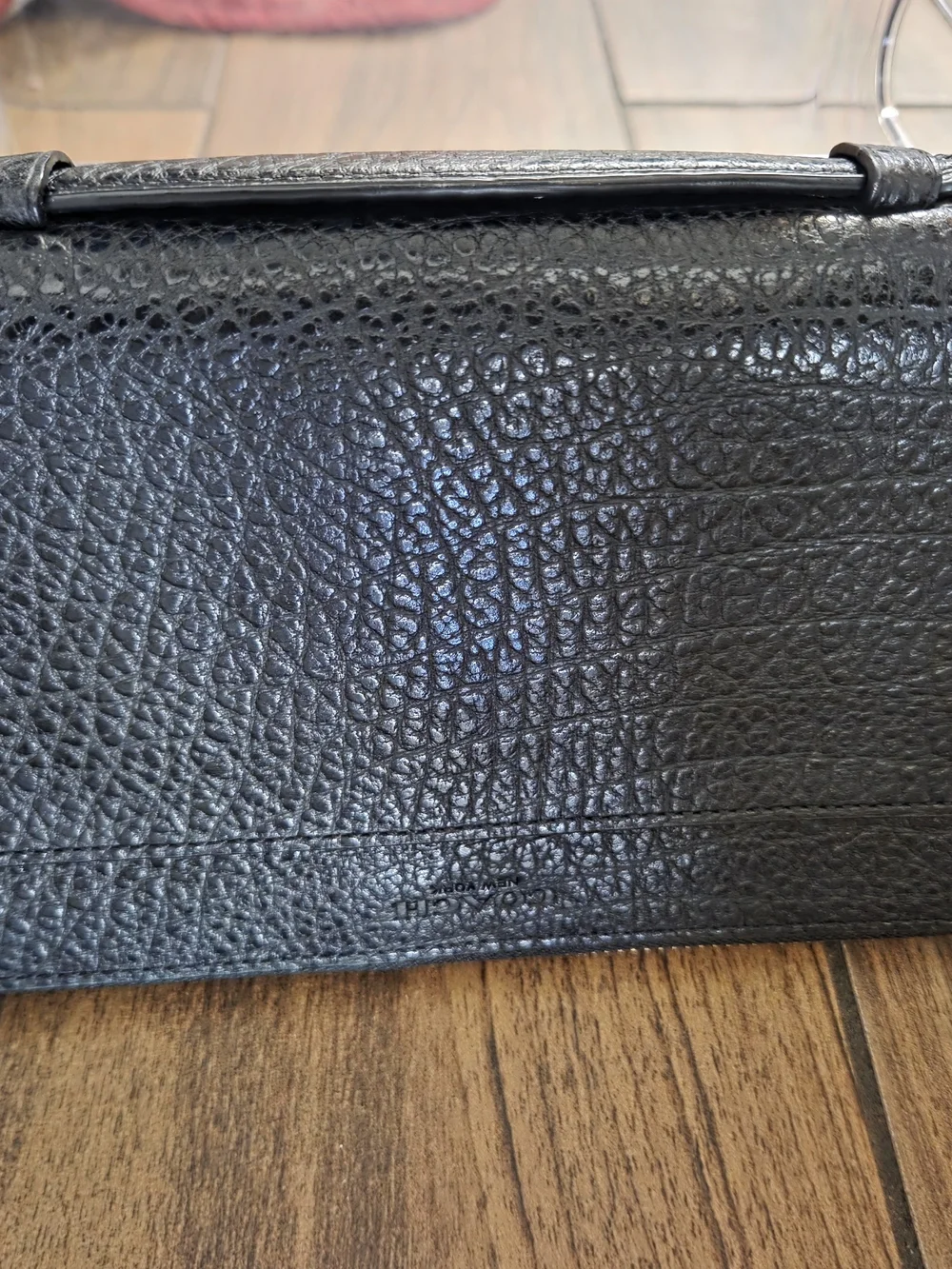 Coach Unisex Black Pebbled Leather Double Zip Wallet XL Organizer Clutch